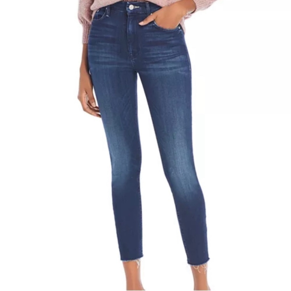 MOTHER high waisted Looker ankle fray